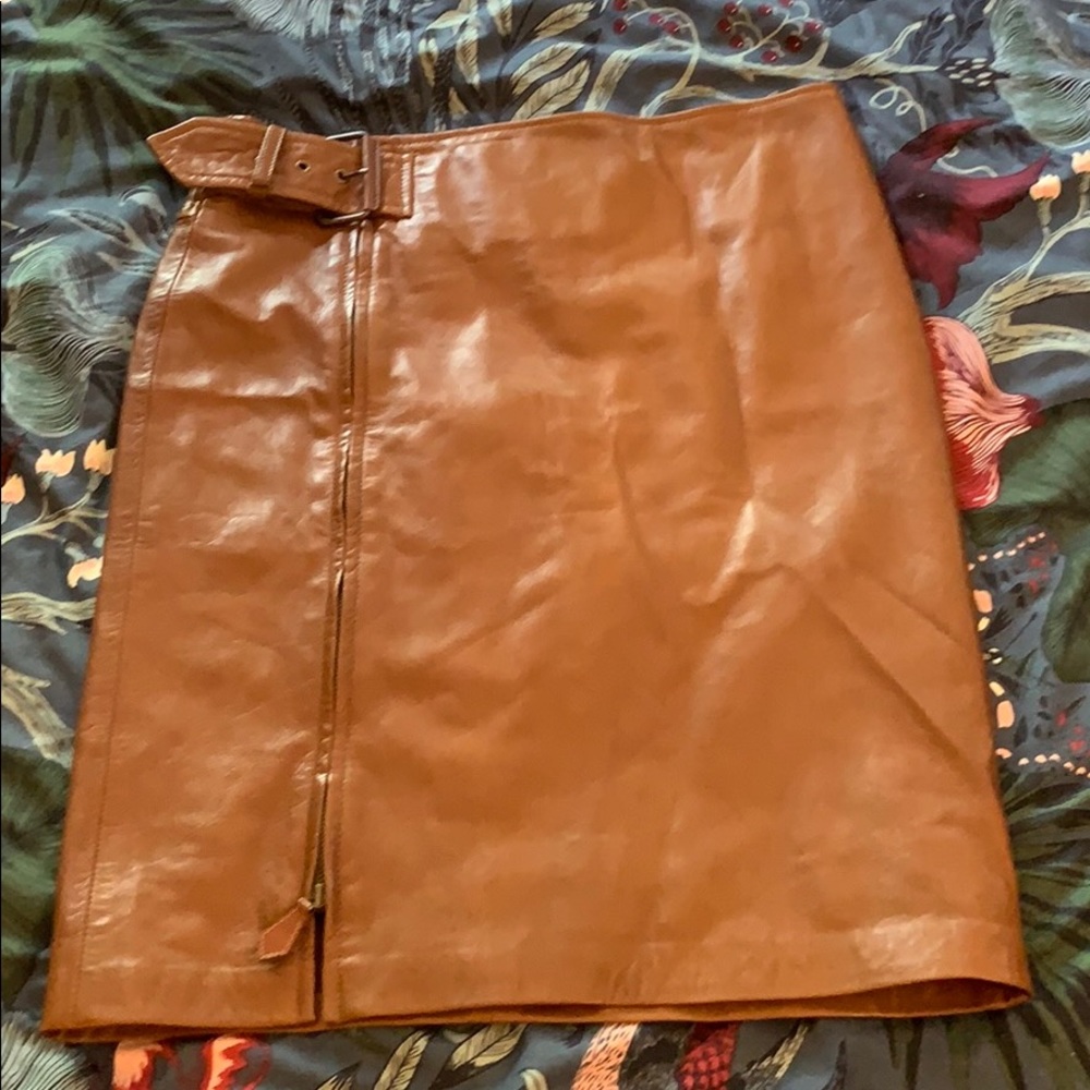 Ralph Lauren Black Label Lambskin Leather Skirt